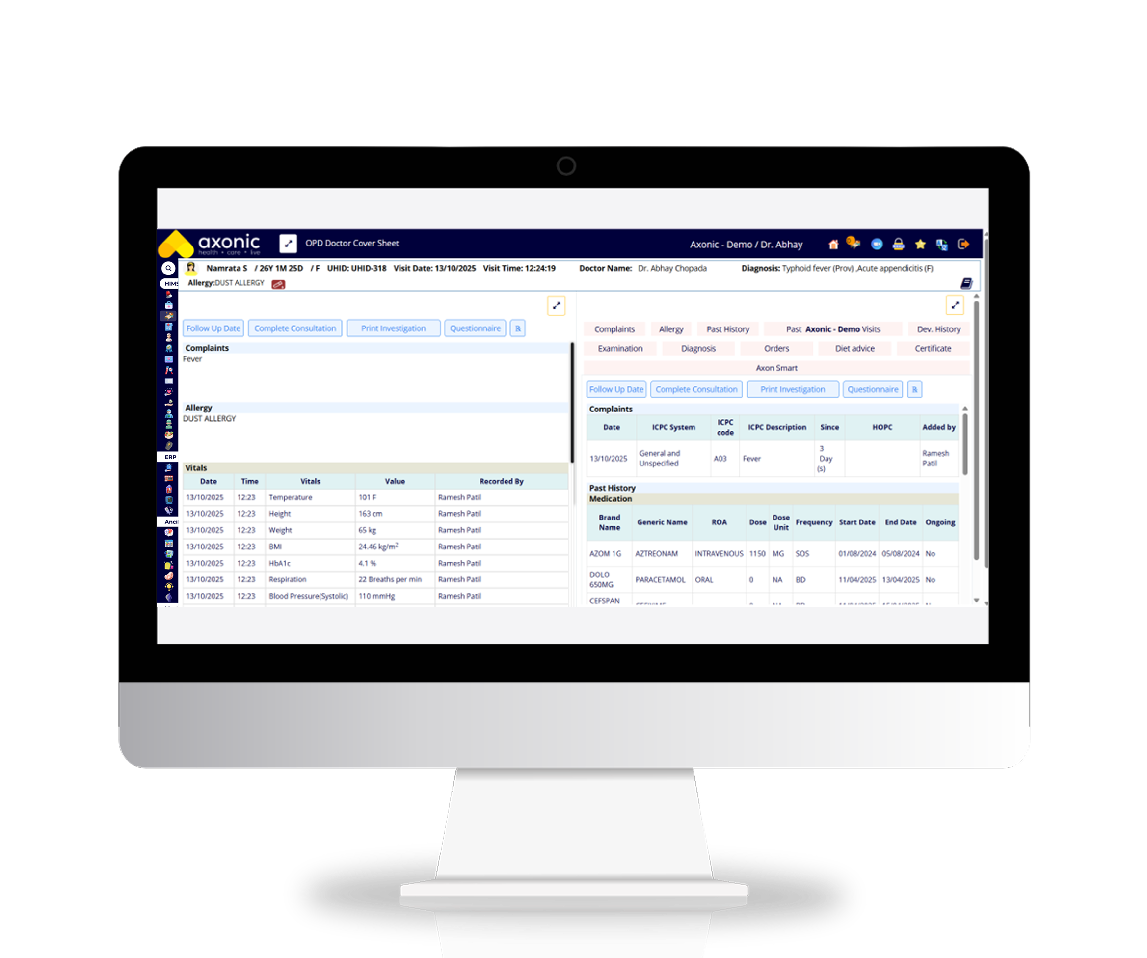 360° EMR for Clinicians - AxonHIS feature